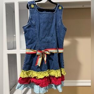 American Girl Bitty Baby Denim Outfit with colorful ruffle bottom